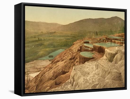 Pulpit Terraces from above, Yellowstone National Park, c.1898-American Photographer-Framed Stretched Canvas