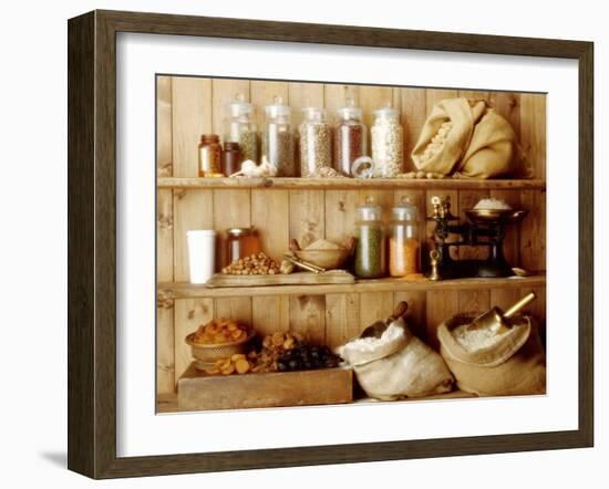 Pulses, Cereal Products and Dried Fruit on Shelves-Diana Miller-Framed Photographic Print