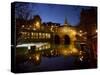 Pulteney Bridge and River Avon at Night, Bath, Unesco World Heritage Site, Avon (Somerset), England-Charles Bowman-Stretched Canvas