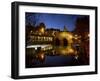 Pulteney Bridge and River Avon at Night, Bath, Unesco World Heritage Site, Avon (Somerset), England-Charles Bowman-Framed Photographic Print