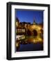 Pulteney Bridge and River Avon at Night, Bath, Unesco World Heritage Site, Avon (Somerset), England-Charles Bowman-Framed Photographic Print