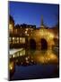 Pulteney Bridge and River Avon at Night, Bath, Unesco World Heritage Site, Avon (Somerset), England-Charles Bowman-Mounted Photographic Print