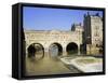 Pulteney Bridge and Weir on the River Avon, Bath, Avon, England, UK-Roy Rainford-Framed Stretched Canvas