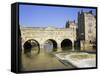 Pulteney Bridge and Weir on the River Avon, Bath, Avon, England, UK-Roy Rainford-Framed Stretched Canvas