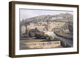 Pulteney Bridge, from 'Bath Illustrated by a Series of Views', Engraved by John Hill-John Claude Nattes-Framed Giclee Print