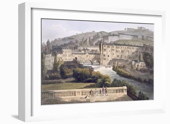 Pulteney Bridge, from 'Bath Illustrated by a Series of Views', Engraved by John Hill-John Claude Nattes-Framed Giclee Print