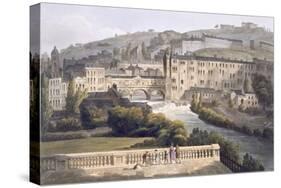 Pulteney Bridge, from 'Bath Illustrated by a Series of Views', Engraved by John Hill-John Claude Nattes-Stretched Canvas