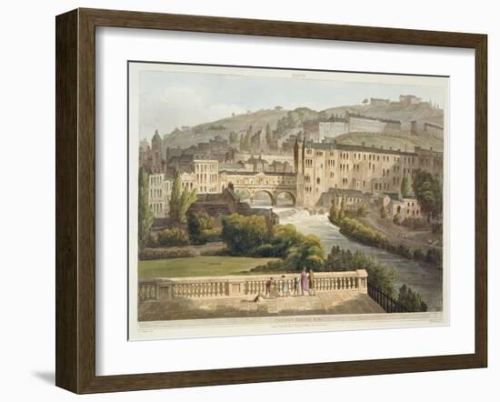 Pulteney Bridge, from 'Bath Illustrated by a Series of Views', Engraved by John Hill-John Claude Nattes-Framed Giclee Print