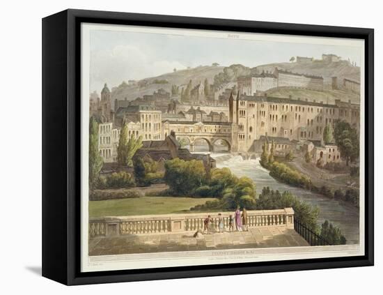 Pulteney Bridge, from 'Bath Illustrated by a Series of Views', Engraved by John Hill-John Claude Nattes-Framed Stretched Canvas