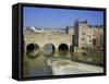 Pulteney Bridge Over the River Avon and Weir, Bath, Unesco World Heritage Site, Avon, England, UK-Roy Rainford-Framed Stretched Canvas
