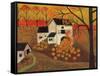 Pumpkin Barn Autumn Folk Art Cheryl Bartley-Cheryl Bartley-Framed Stretched Canvas