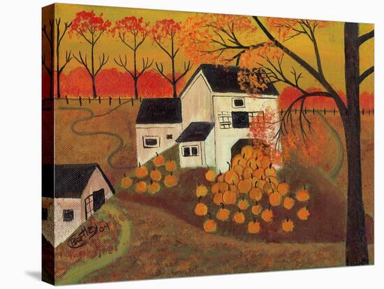 Pumpkin Barn Autumn Folk Art Cheryl Bartley-Cheryl Bartley-Stretched Canvas