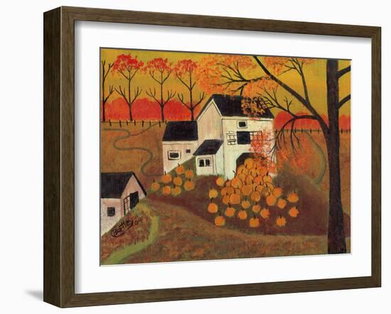 Pumpkin Barn Autumn Folk Art Cheryl Bartley-Cheryl Bartley-Framed Premium Giclee Print