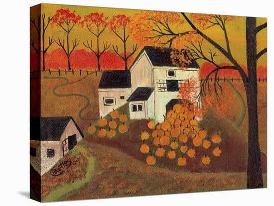 Pumpkin Barn Autumn Folk Art Cheryl Bartley-Cheryl Bartley-Stretched Canvas