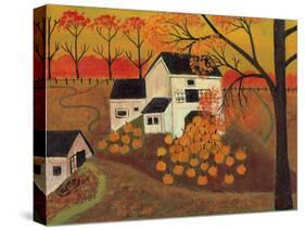 Pumpkin Barn Autumn Folk Art Cheryl Bartley-Cheryl Bartley-Stretched Canvas