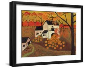 Pumpkin Barn Autumn Folk Art Cheryl Bartley-Cheryl Bartley-Framed Giclee Print