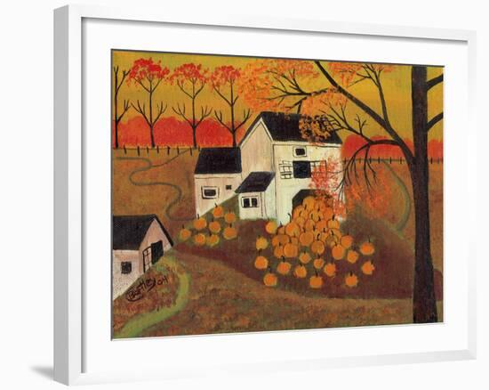 Pumpkin Barn Autumn Folk Art Cheryl Bartley-Cheryl Bartley-Framed Giclee Print