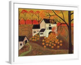 Pumpkin Barn Autumn Folk Art Cheryl Bartley-Cheryl Bartley-Framed Giclee Print