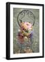 Pumpkin Decorated with Flowers on Garden Chair-Foodcollection-Framed Photographic Print