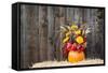 Pumpkin Flower Arrangement on Hay-krisrobin-Framed Stretched Canvas