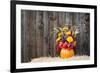 Pumpkin Flower Arrangement on Hay-krisrobin-Framed Photographic Print