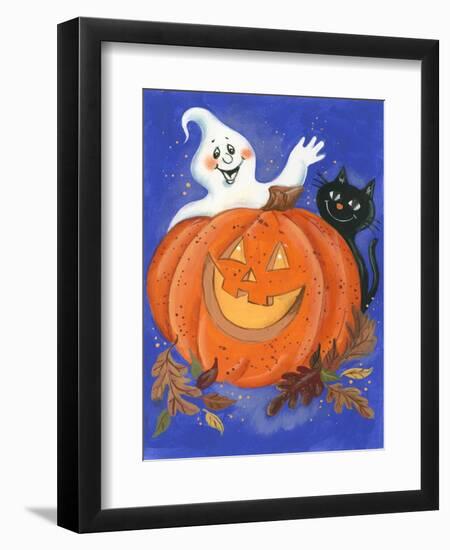 Pumpkin, Ghost and Cat-Beverly Johnston-Framed Giclee Print