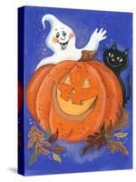 Pumpkin, Ghost and Cat-Beverly Johnston-Stretched Canvas