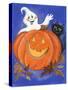 Pumpkin, Ghost and Cat-Beverly Johnston-Stretched Canvas