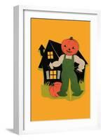 Pumpkin Headed Scarecrow-null-Framed Art Print