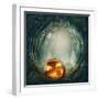 Pumpkin In Dark Forest-egal-Framed Art Print