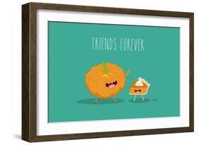 Pumpkin Pie. Pumpkin Vector Cartoon. Friends Forever. ?Omic Characters.-Serbinka-Framed Art Print