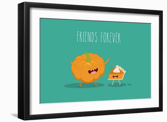 Pumpkin Pie. Pumpkin Vector Cartoon. Friends Forever. ?Omic Characters.-Serbinka-Framed Art Print