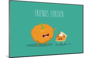 Pumpkin Pie. Pumpkin Vector Cartoon. Friends Forever. ?Omic Characters.-Serbinka-Mounted Art Print