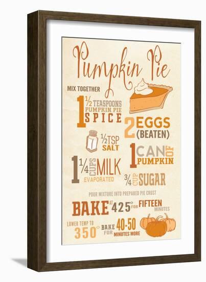 Pumpkin Pie Recipe-Lantern Press-Framed Art Print