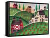 Pumpkin Red Barn Folk Art Cheryl Bartley-Cheryl Bartley-Framed Stretched Canvas