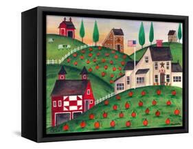 Pumpkin Red Barn Folk Art Cheryl Bartley-Cheryl Bartley-Framed Stretched Canvas