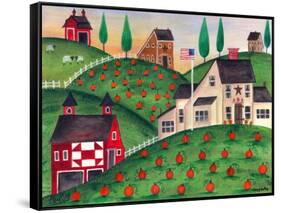 Pumpkin Red Barn Folk Art Cheryl Bartley-Cheryl Bartley-Framed Stretched Canvas