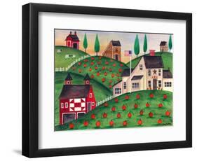 Pumpkin Red Barn Folk Art Cheryl Bartley-Cheryl Bartley-Framed Giclee Print