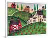 Pumpkin Red Barn Folk Art Cheryl Bartley-Cheryl Bartley-Framed Giclee Print