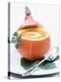 Pumpkin Soup with Creme Fraiche in Hollowed-Out Pumpkin-Brigitte Sporrer-Stretched Canvas