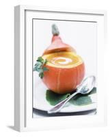 Pumpkin Soup with Creme Fraiche in Hollowed-Out Pumpkin-Brigitte Sporrer-Framed Photographic Print