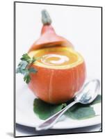 Pumpkin Soup with Creme Fraiche in Hollowed-Out Pumpkin-Brigitte Sporrer-Mounted Photographic Print