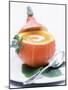 Pumpkin Soup with Creme Fraiche in Hollowed-Out Pumpkin-Brigitte Sporrer-Mounted Photographic Print