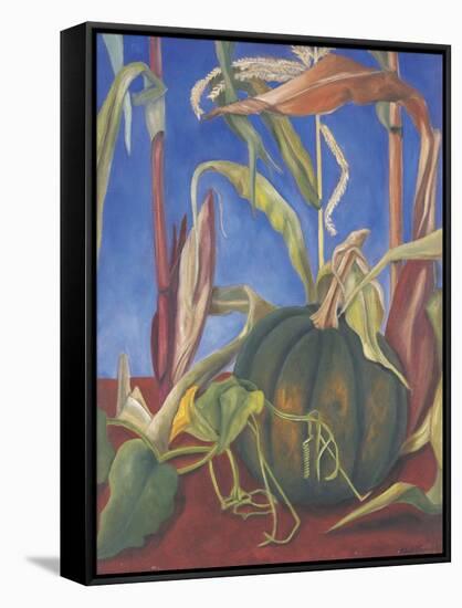 Pumpkin with Flowers, 1989-Pedro Diego Alvarado-Framed Stretched Canvas