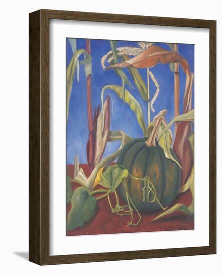 Pumpkin with Flowers, 1989-Pedro Diego Alvarado-Framed Giclee Print