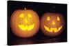 Pumpkins 2 Decorated and Lit Up from Inside With-null-Stretched Canvas