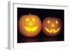 Pumpkins 2 Decorated and Lit Up from Inside With-null-Framed Photographic Print