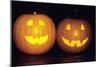 Pumpkins 2 Decorated and Lit Up from Inside With-null-Mounted Photographic Print