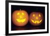 Pumpkins 2 Decorated and Lit Up from Inside With-null-Framed Photographic Print