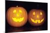 Pumpkins 2 Decorated and Lit Up from Inside With-null-Mounted Photographic Print